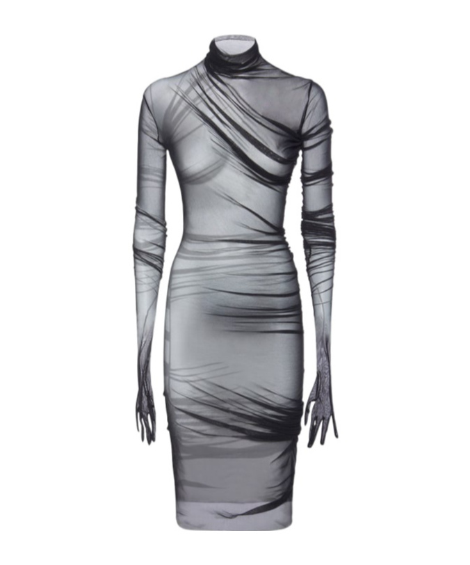 Ann Demeulemeester Ellie Tulle Midi Dress In Gray