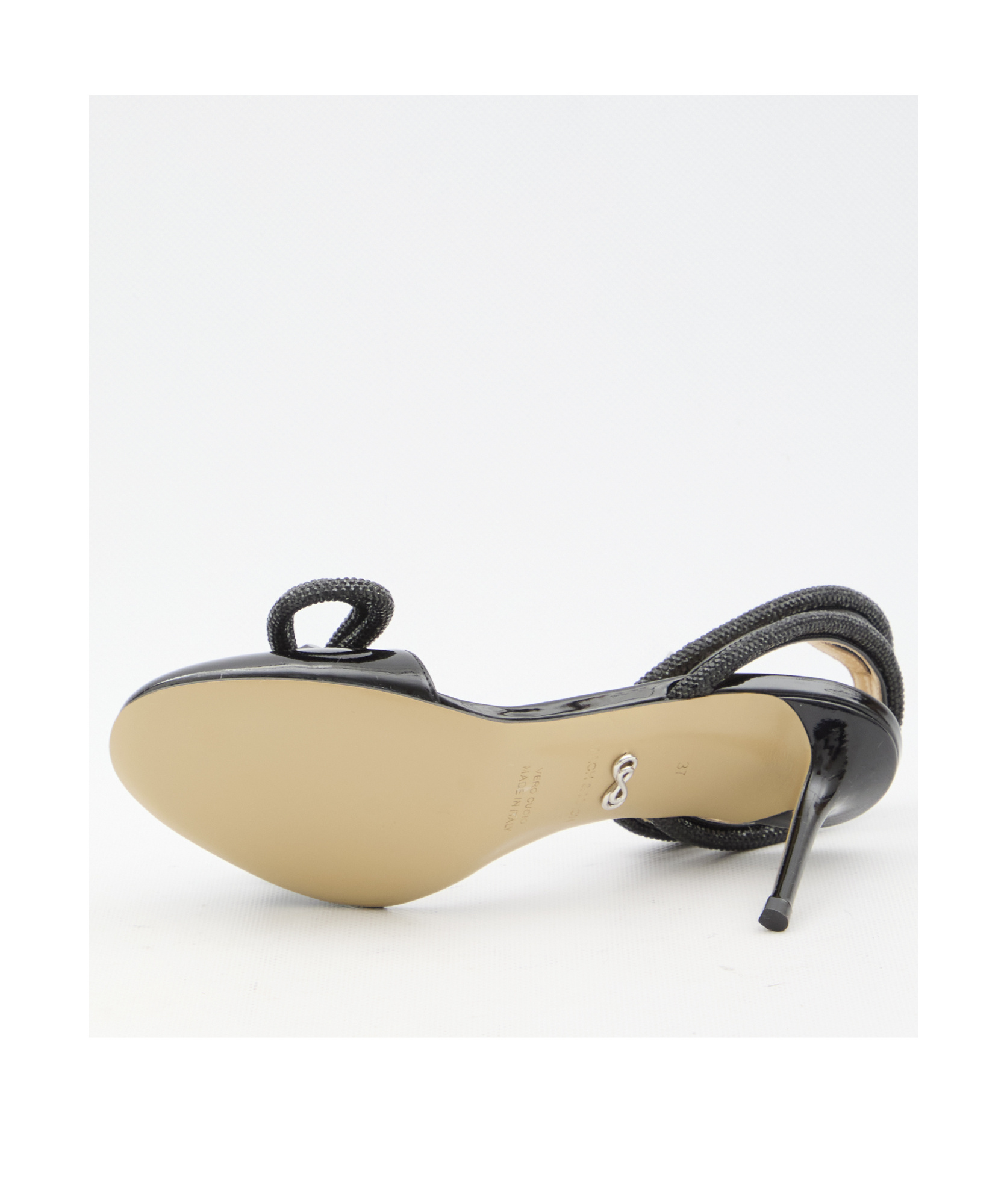 Mach&mach Double Bow Strass Ankle-strap Pumps In Black