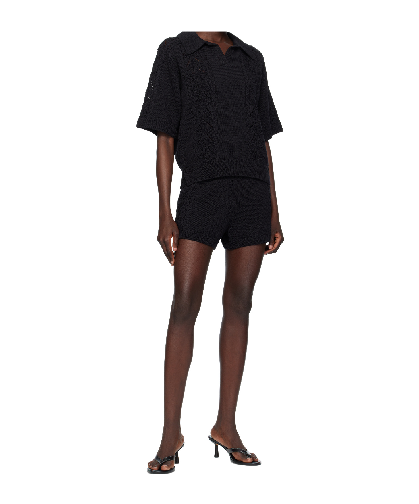 Loulou De Saison Andel Crochet-detail Shorts In Black