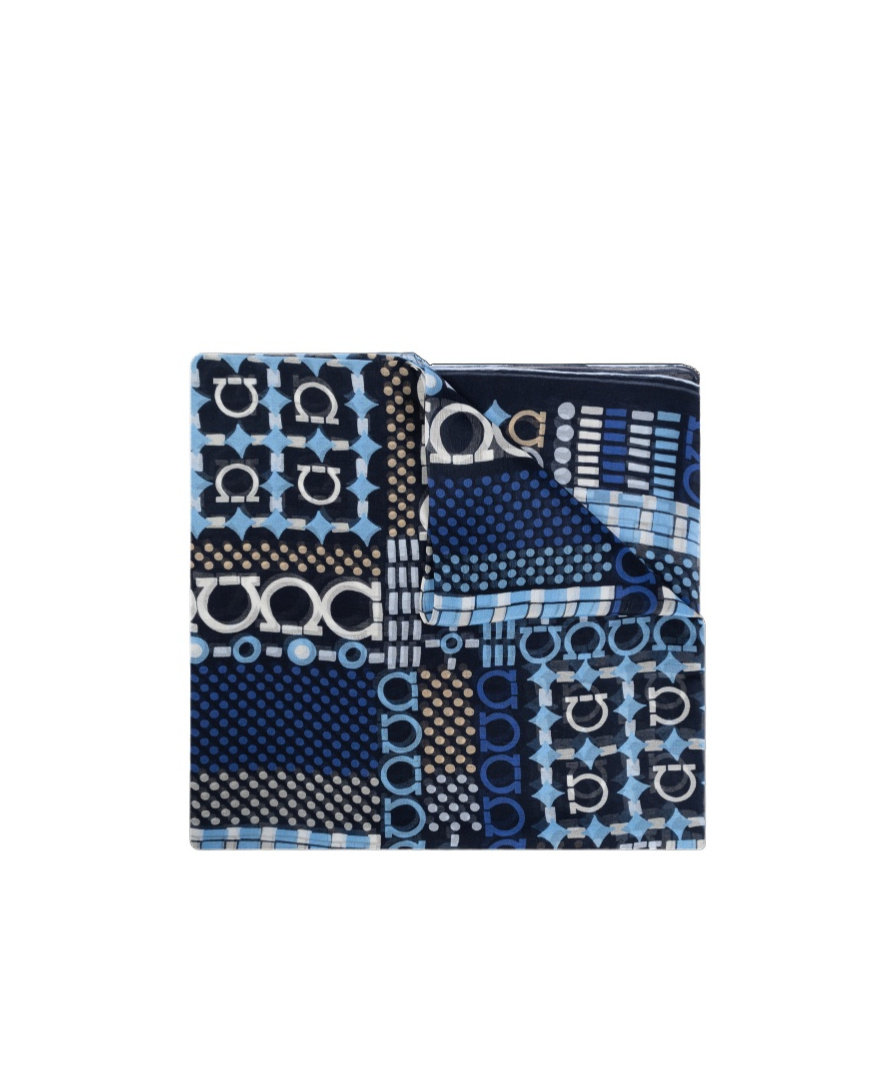 Ferragamo Pattern Silk Scarf In Black