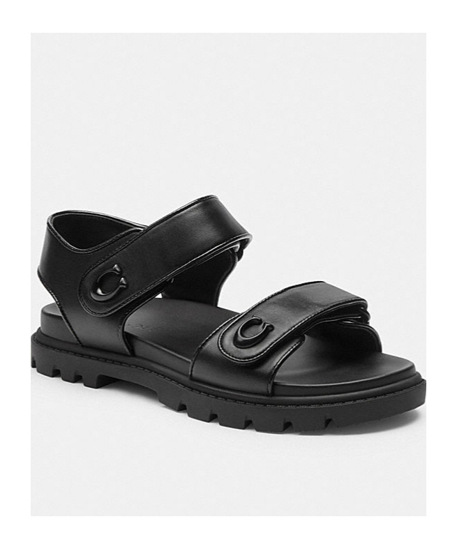 Shop Coach Brynn Leather Sandals In Black