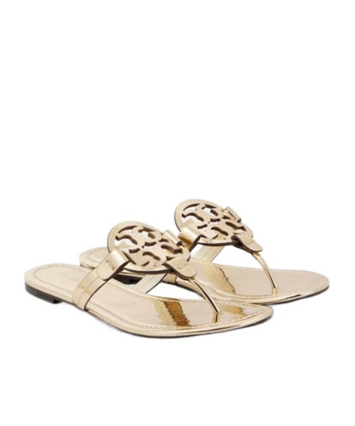 Tory Burch Metallic Mirror Finish Thong Slide Sandals In Gold