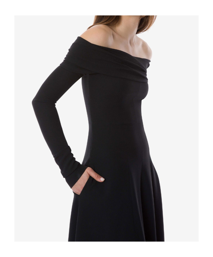 Alberta Ferretti Off-the-shoulder Evening Dress In Black