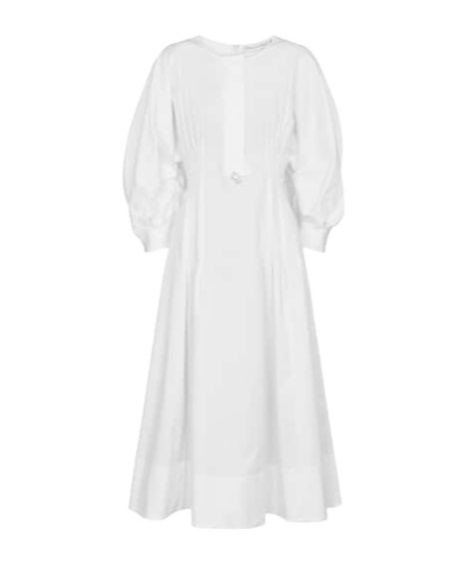 Oscar De La Renta Embellished Stretch-cotton Midi Dress In White