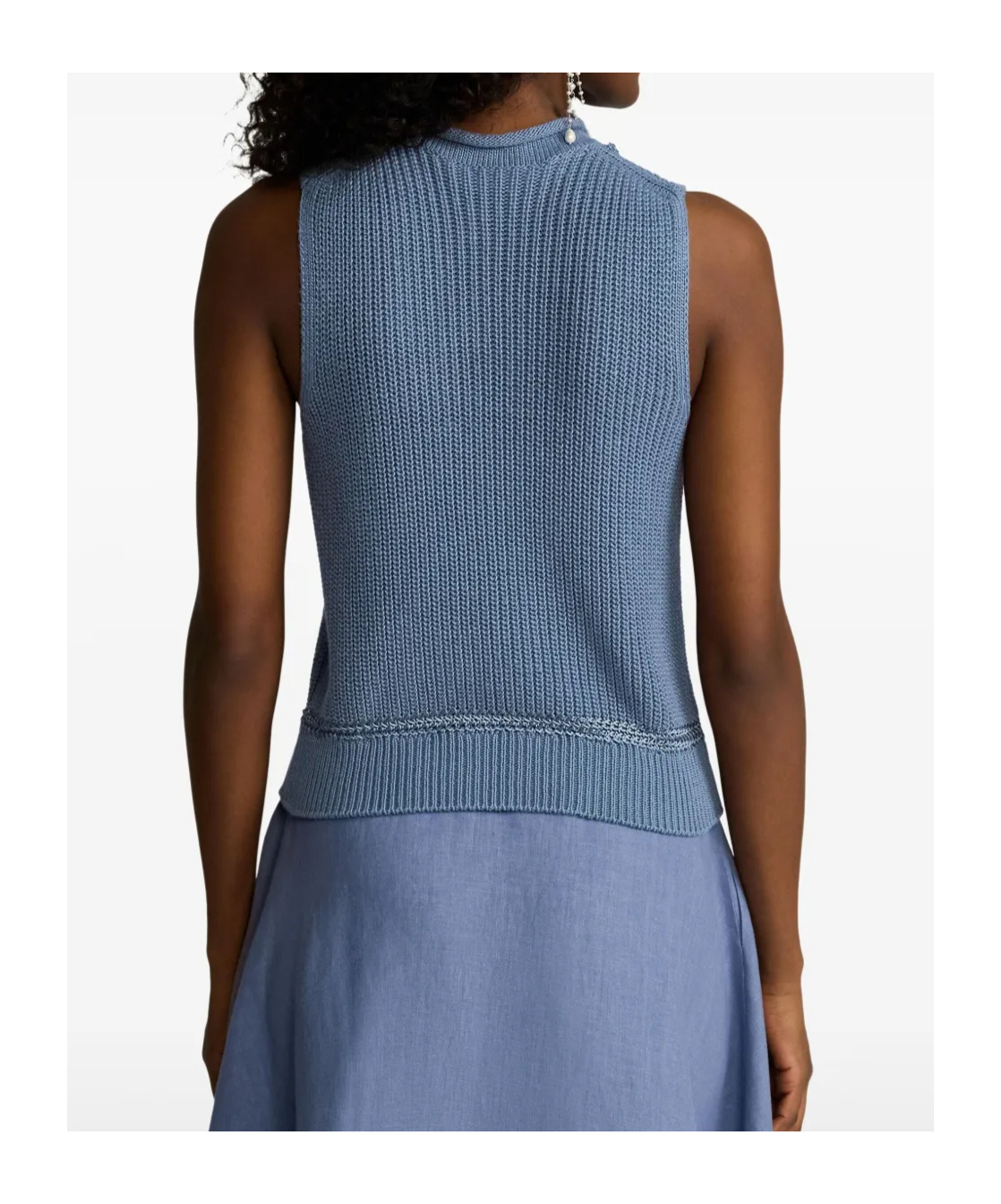 Shop Ralph Lauren Ribbed-knit Top In Powder Blue