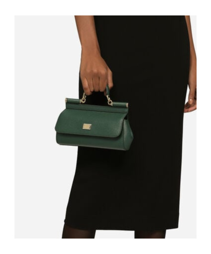 Dolce & Gabbana Small Sicily Dauphine Leather Top Handle Bag In Green