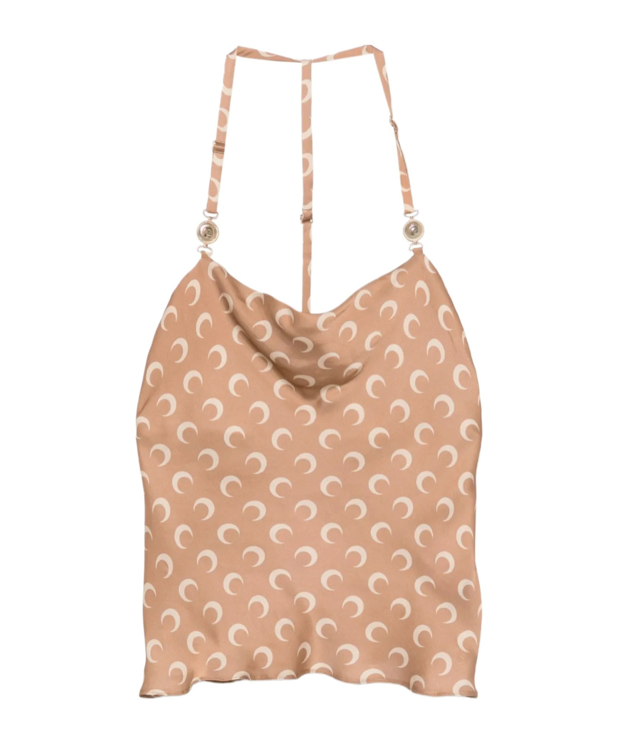 Shop Marine Serre Crescent Printed Satin Top In Nude