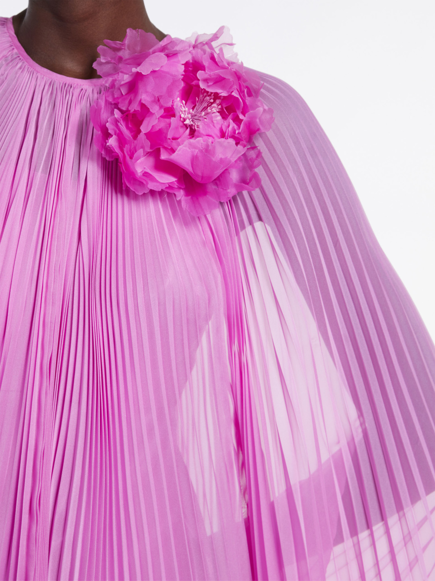 Max Mara Pleated Blouse Dress In Pink