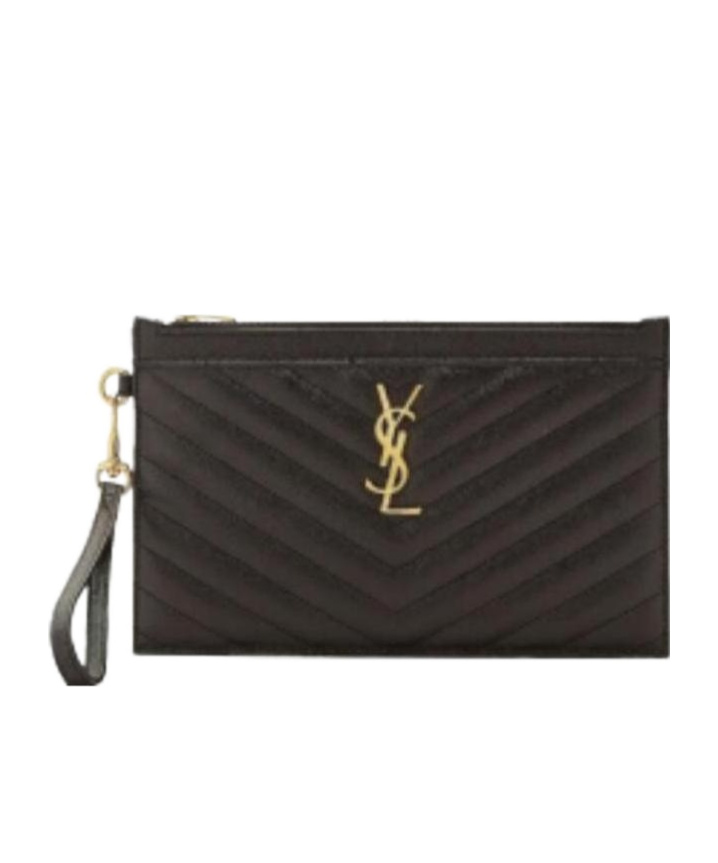Saint Laurent Monogram Chain Quilted Clutch In Black