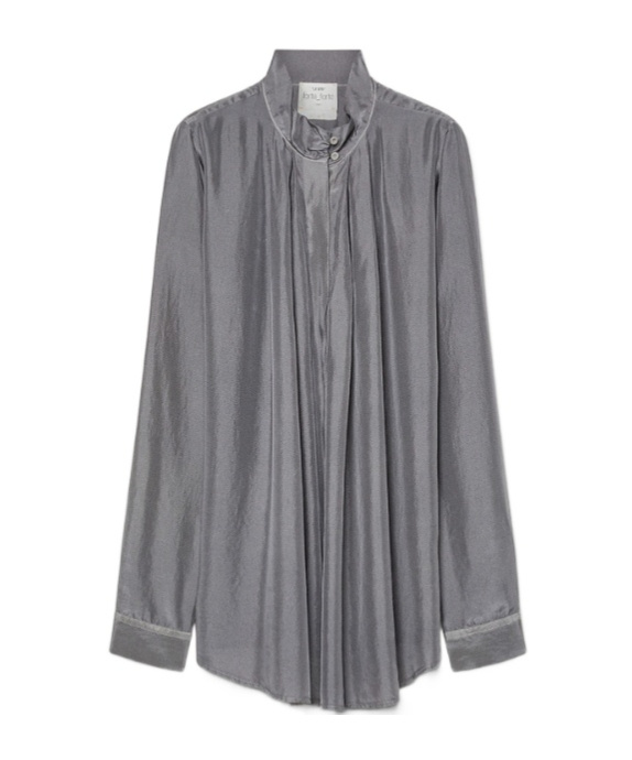 Forte Forte Shirt With A Funnel Neck In Habotai Silk In Gray