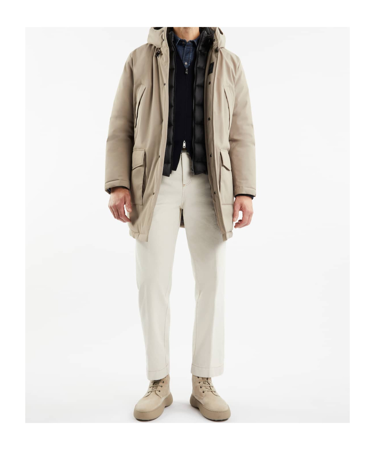 Fay Long-sleeved Down Jacket In Nude