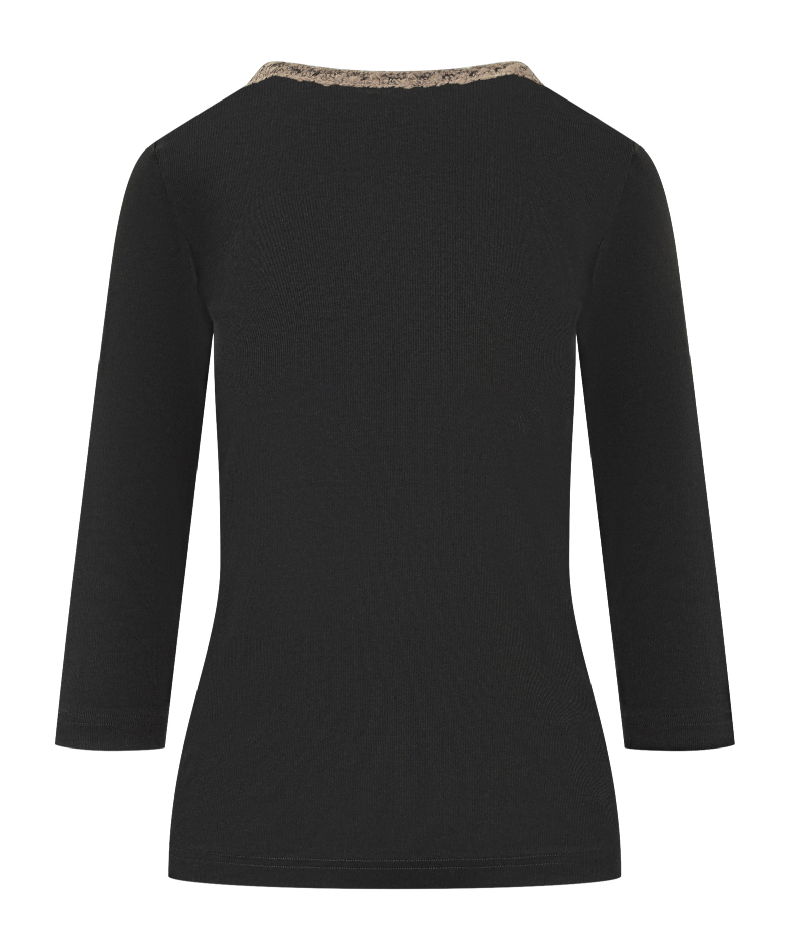 Fabiana Filippi Three-quarter Sleeve Embellished Neckline Top In Black