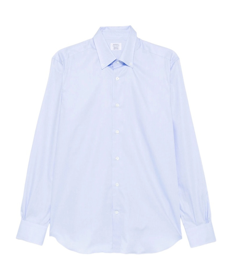 Mazzarelli Button-down Long-sleeved Shirt In Blue
