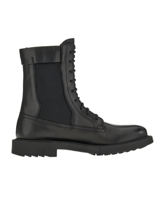 Ferragamo Leather Combat Boots In Black