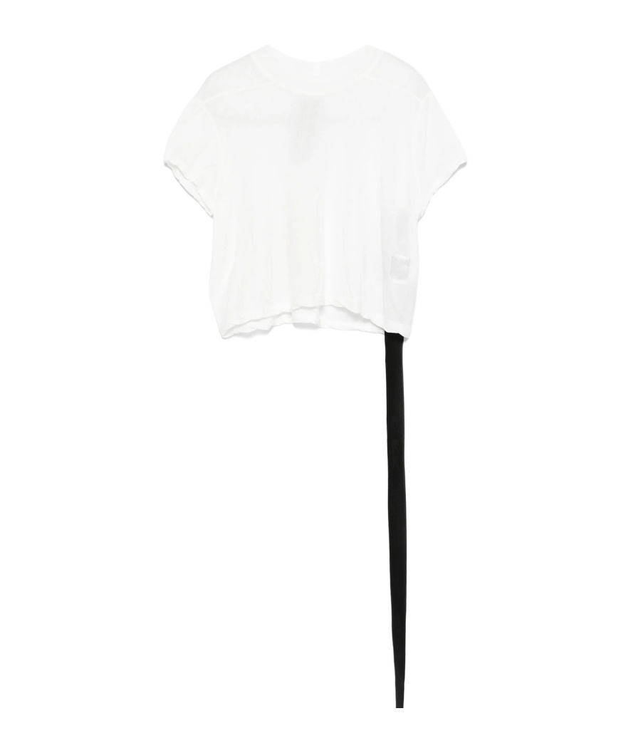 Rick Owens Drkshdw 'small Level T' Cropped Asymmetrical Hem T-shirt In White