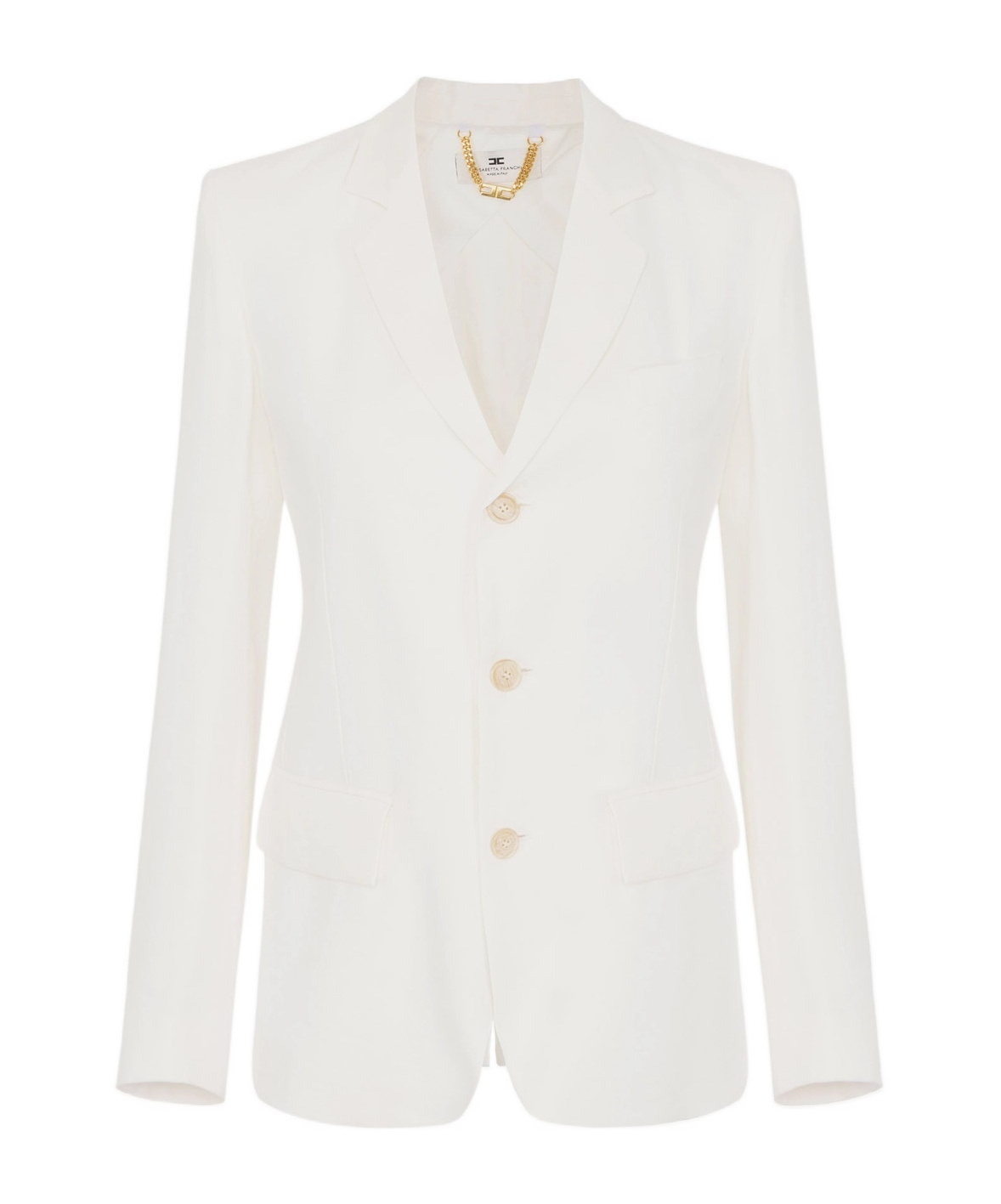 Elisabetta Franchi Linen-blend Gabardine Jacket In Ivory