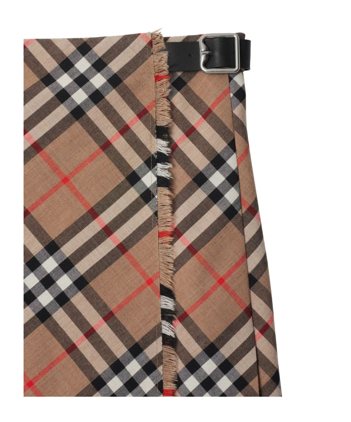 Burberry Checkered Wool-blend Skirt In Brown