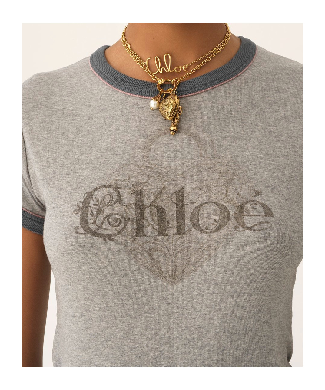 Chloé Baby Fit Logo T-shirt In Cotton Jersey In Gray