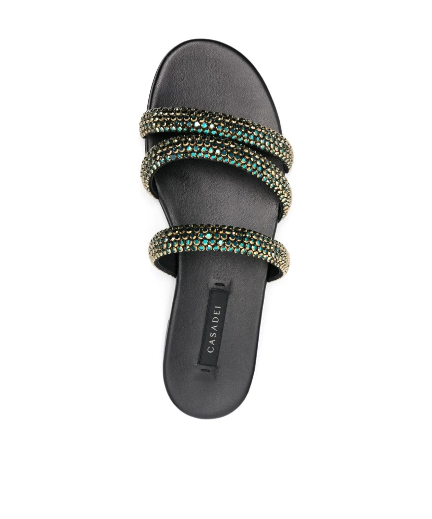 Casadei Crystal Embellished Sandals In Black