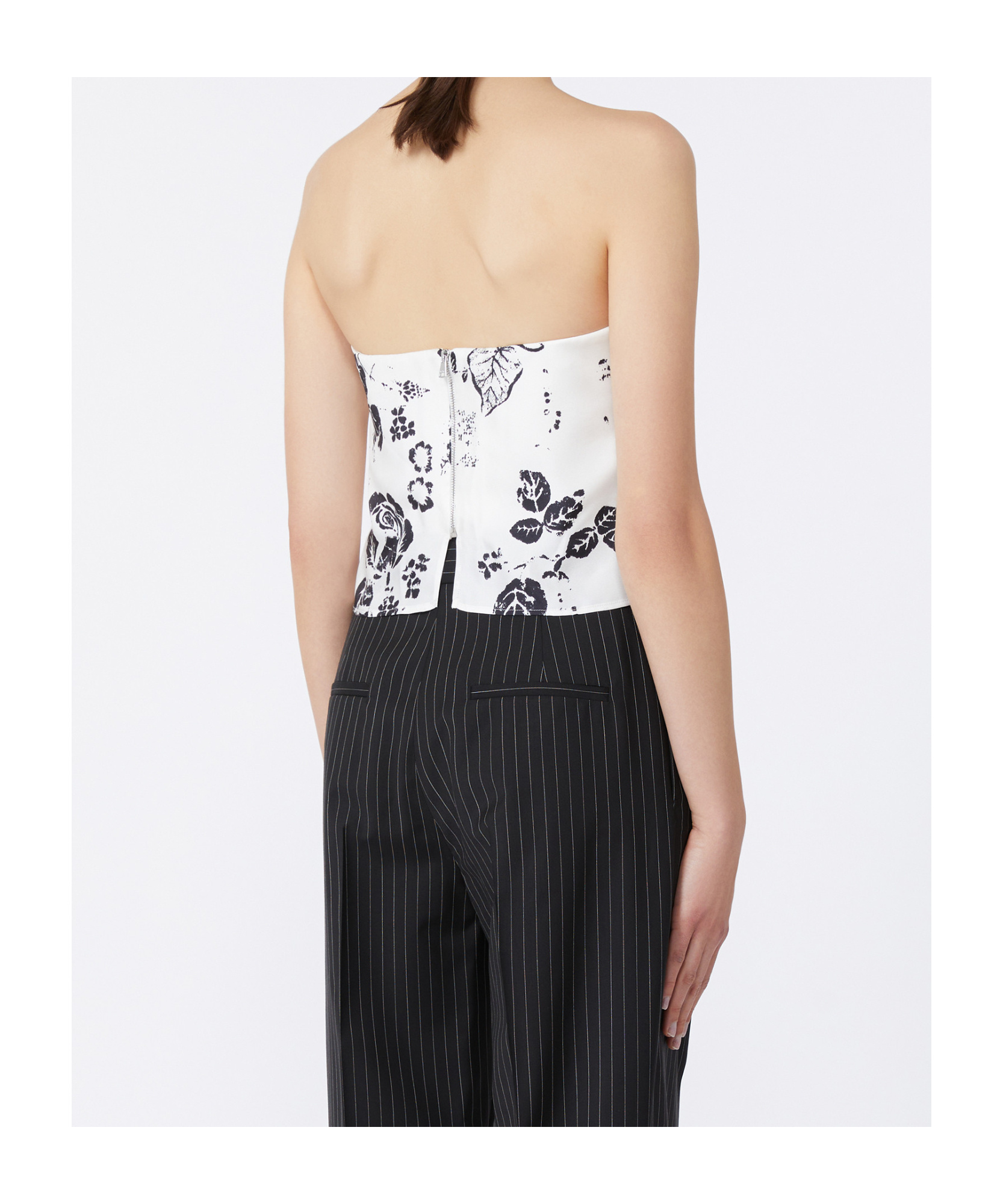 Max Mara Printed Silk Corset Top In White