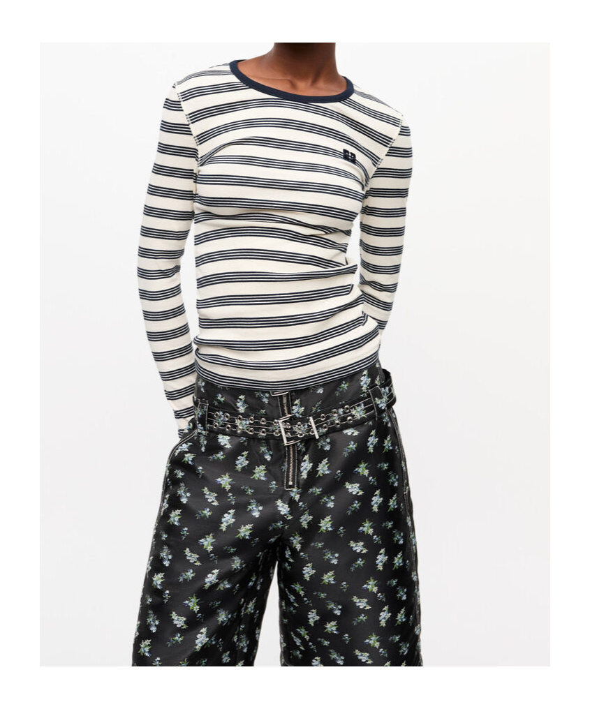 Ganni Organic Cotton Striped T-shirt In White