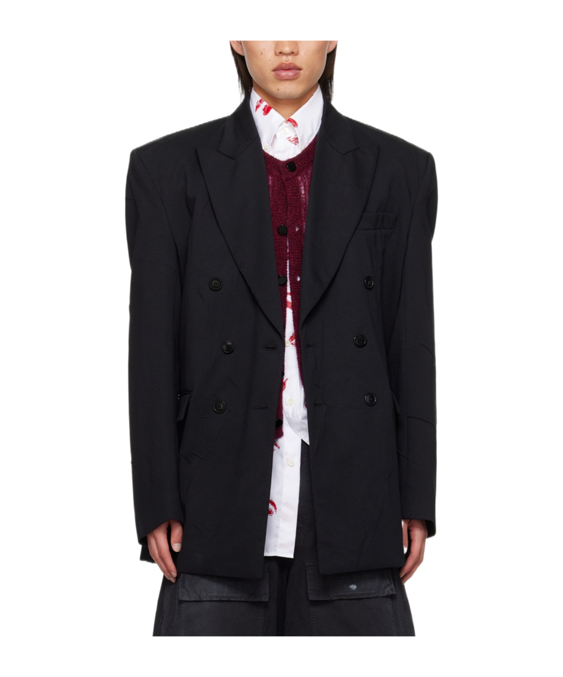 Vetements Lapel Long-sleeved Suit Coat In Black
