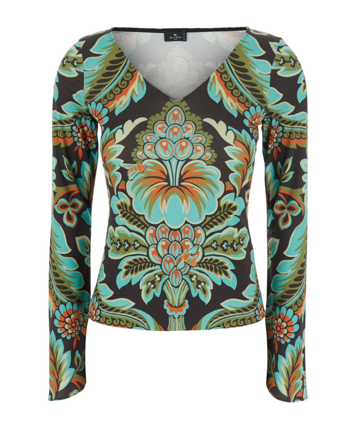 Etro Floral Print Bell Sleeve T Shirt In Multi
