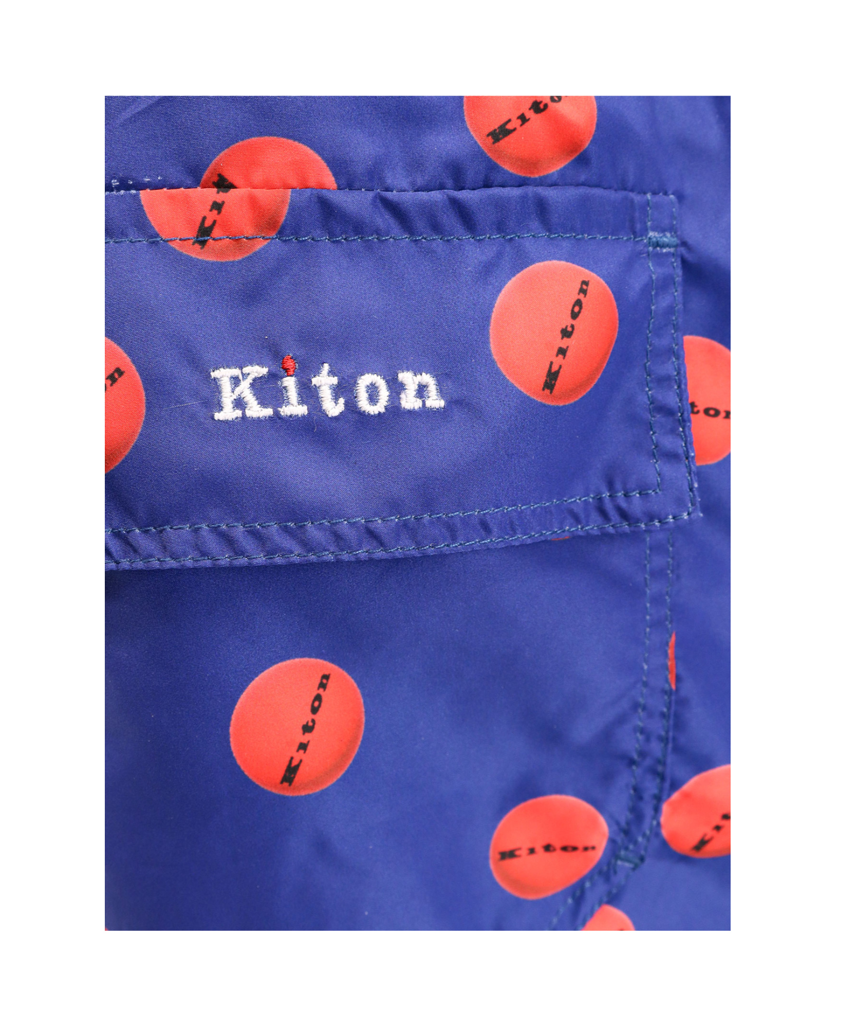 Kiton Nylon Swim Trunk With All-over Print In Blue