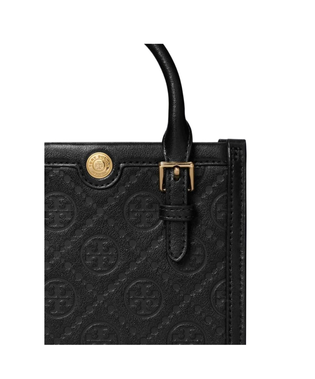 Tory Burch Mini T Monogram Canvas Tote Bag In Black