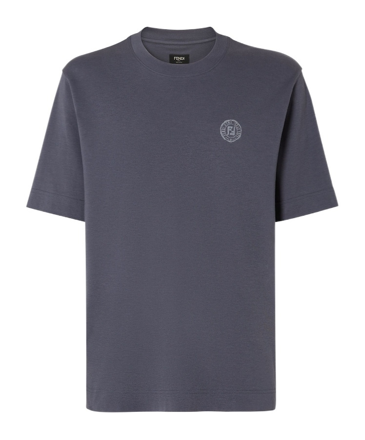 Fendi Cotton T-shirt With Ff Detail In Blue