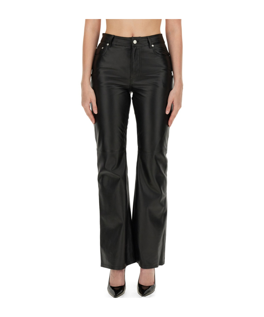 Moschino Black Flared Pants With High Waist And Detailing In Black