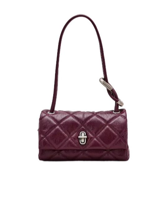 Marc Jacobs The Mini Dual Chain Diamond Quilted Leather Shoulder Bag In Purple