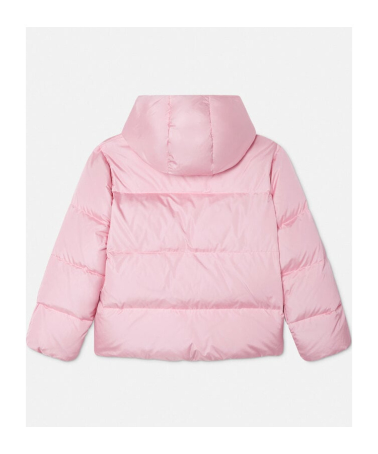 Versace Hooded Down Jacket In Pink