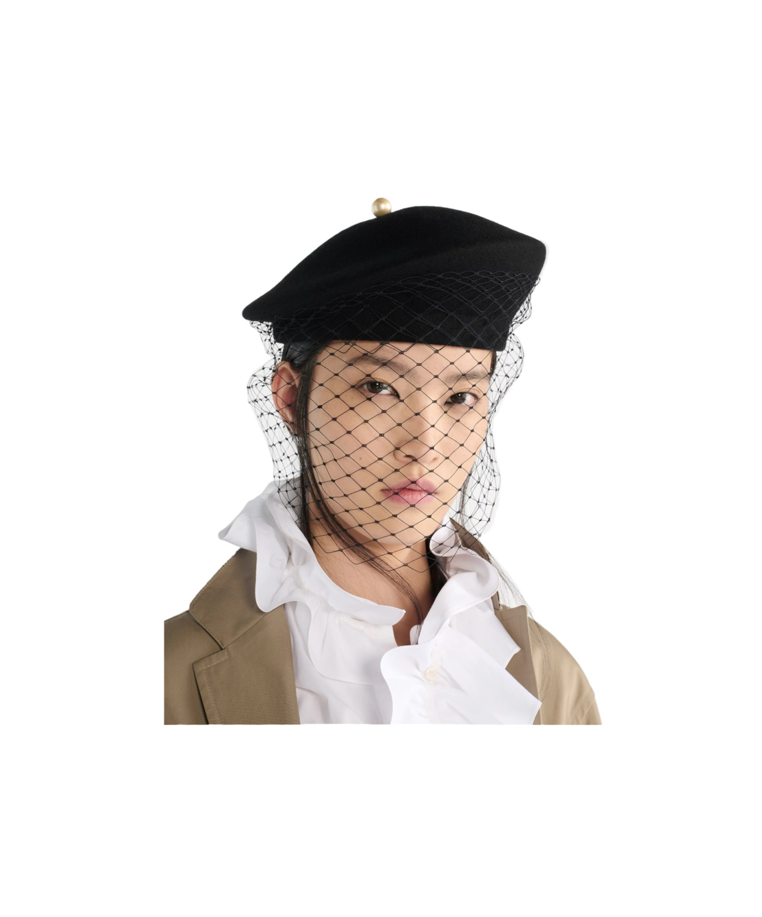 Dior Century Beret With Veil In Black