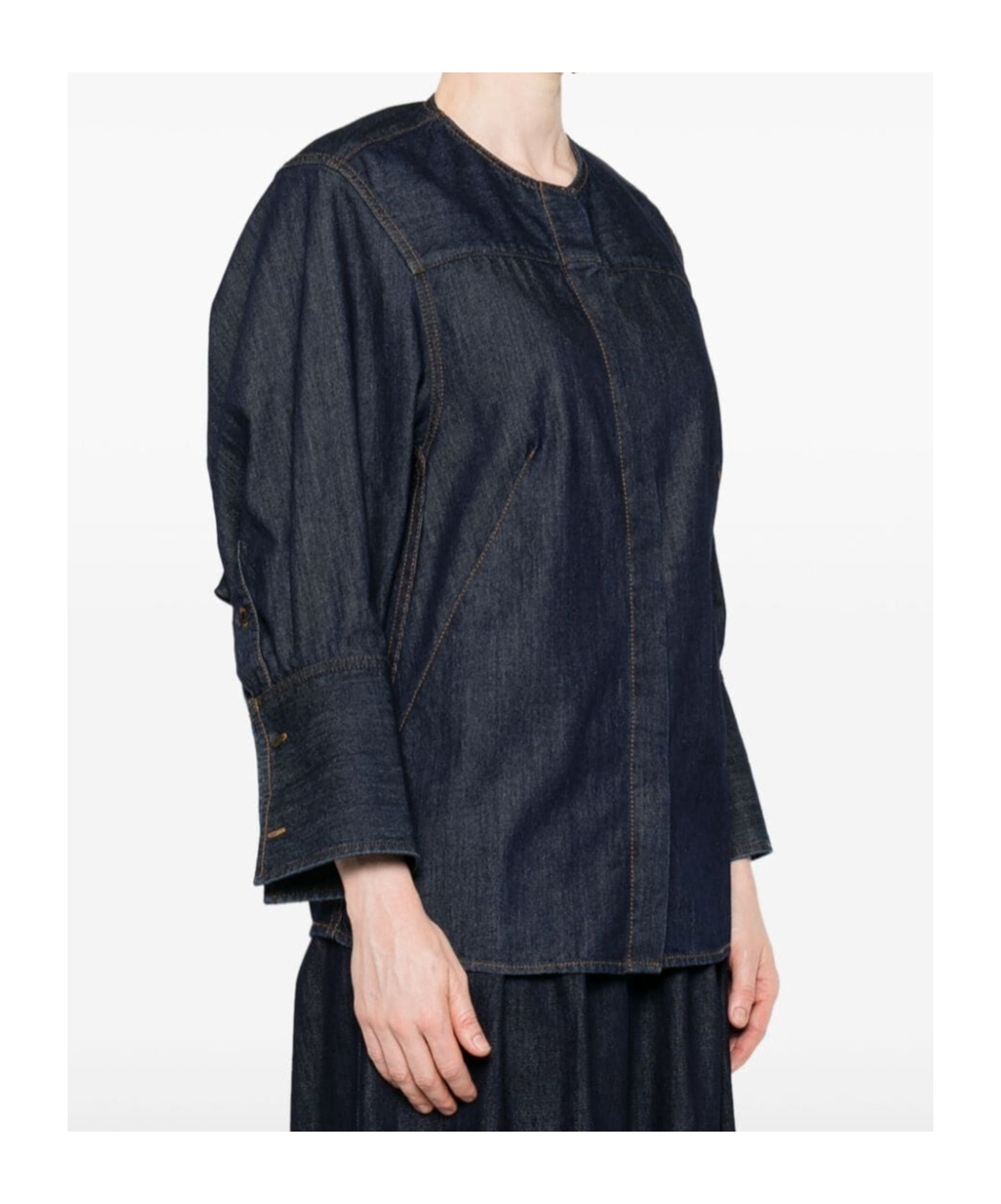 Shop Dries Van Noten Long-sleeved Denim Shirt In Black