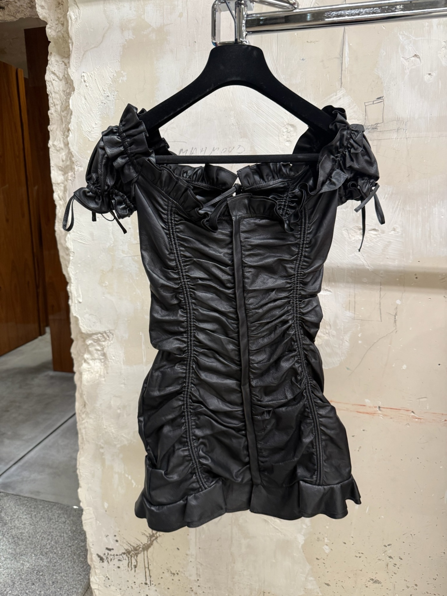 Balenciaga Gathered Mini Dress In Black