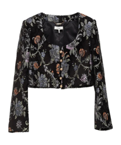 Chloé Cropped Floral-jacquard Jacket In Black