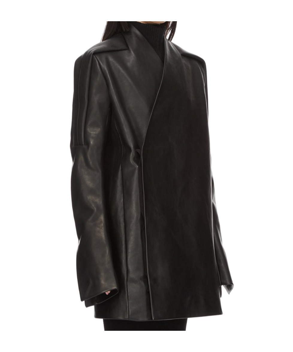 Rick Owens Long-sleeved Leather Jacket In Black