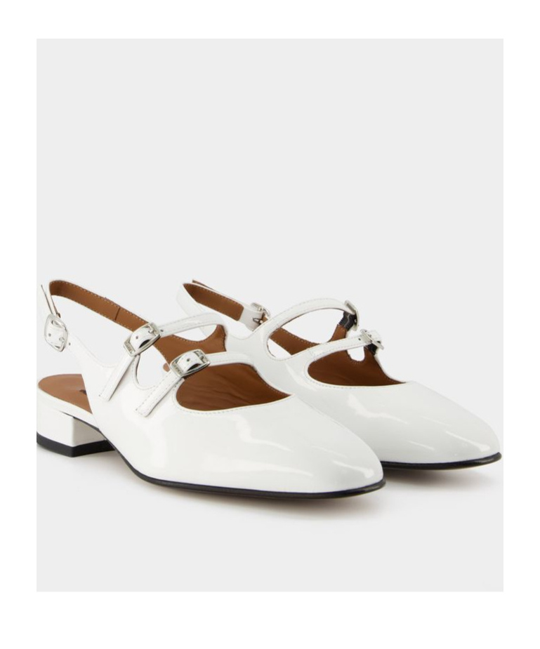 Carel Paris Patent Leather Pêche Slingback Mary Jane In White