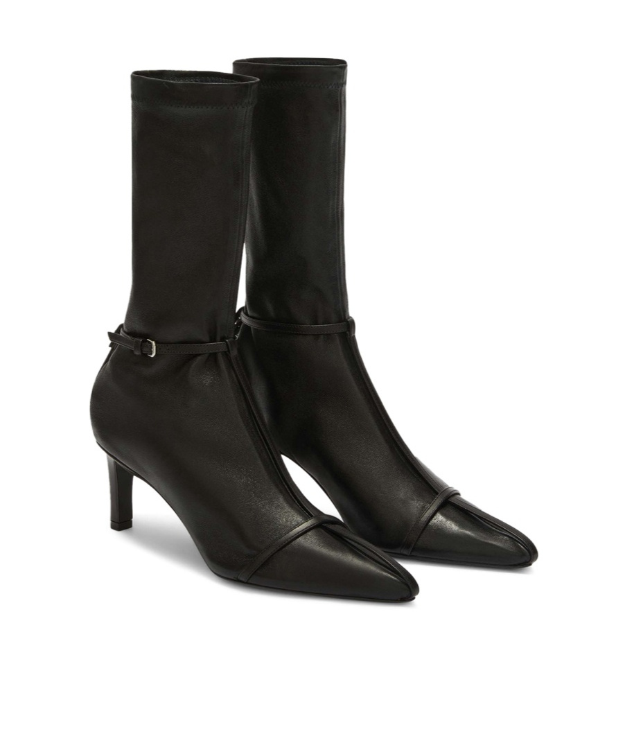 Jil Sander Stivaletto Trunk Nylon T-strap Booties In Black