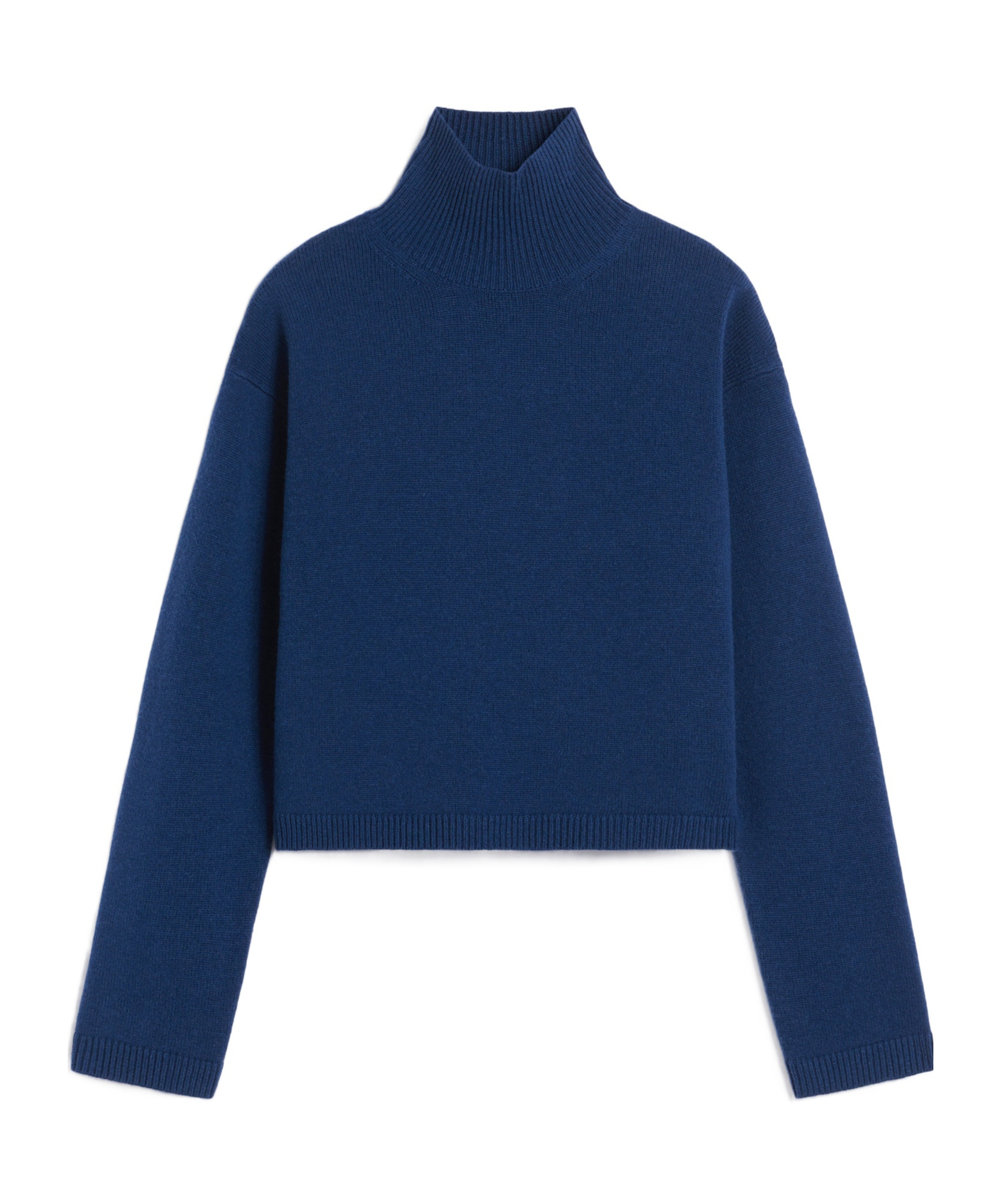 Max Mara Cropped Wool And Cashmere Turtleneck Sweater In Blue