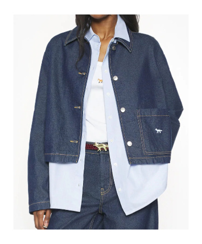 Maison Kitsuné Woman Denim Outerwear Blue Size S Cotton In Blue