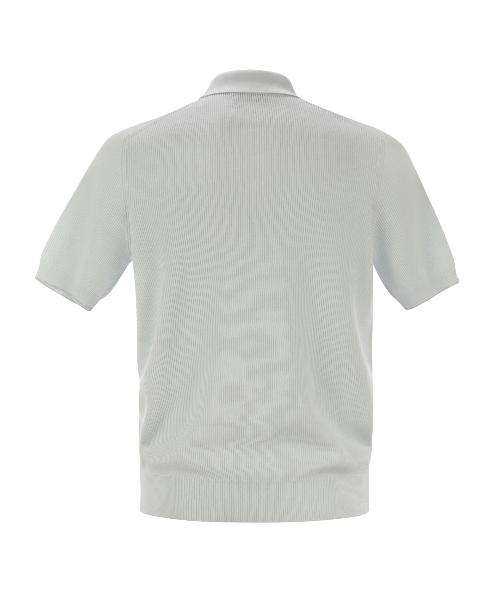 Brunello Cucinelli Men Lightweight Cotton Knit Polo Shirt In White