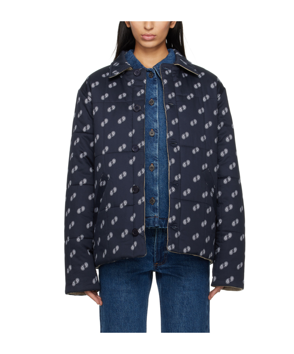 Apc Navy Lenny Reversible Jacket In Black