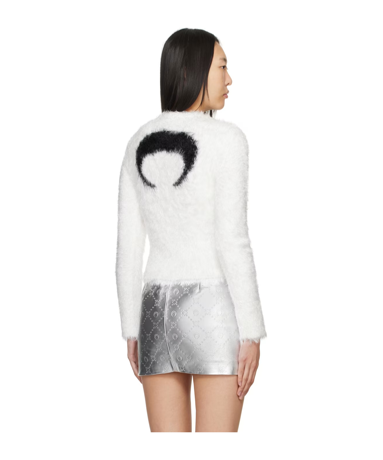 Marine Serre Round Neck Long-sleeved Sweater In White