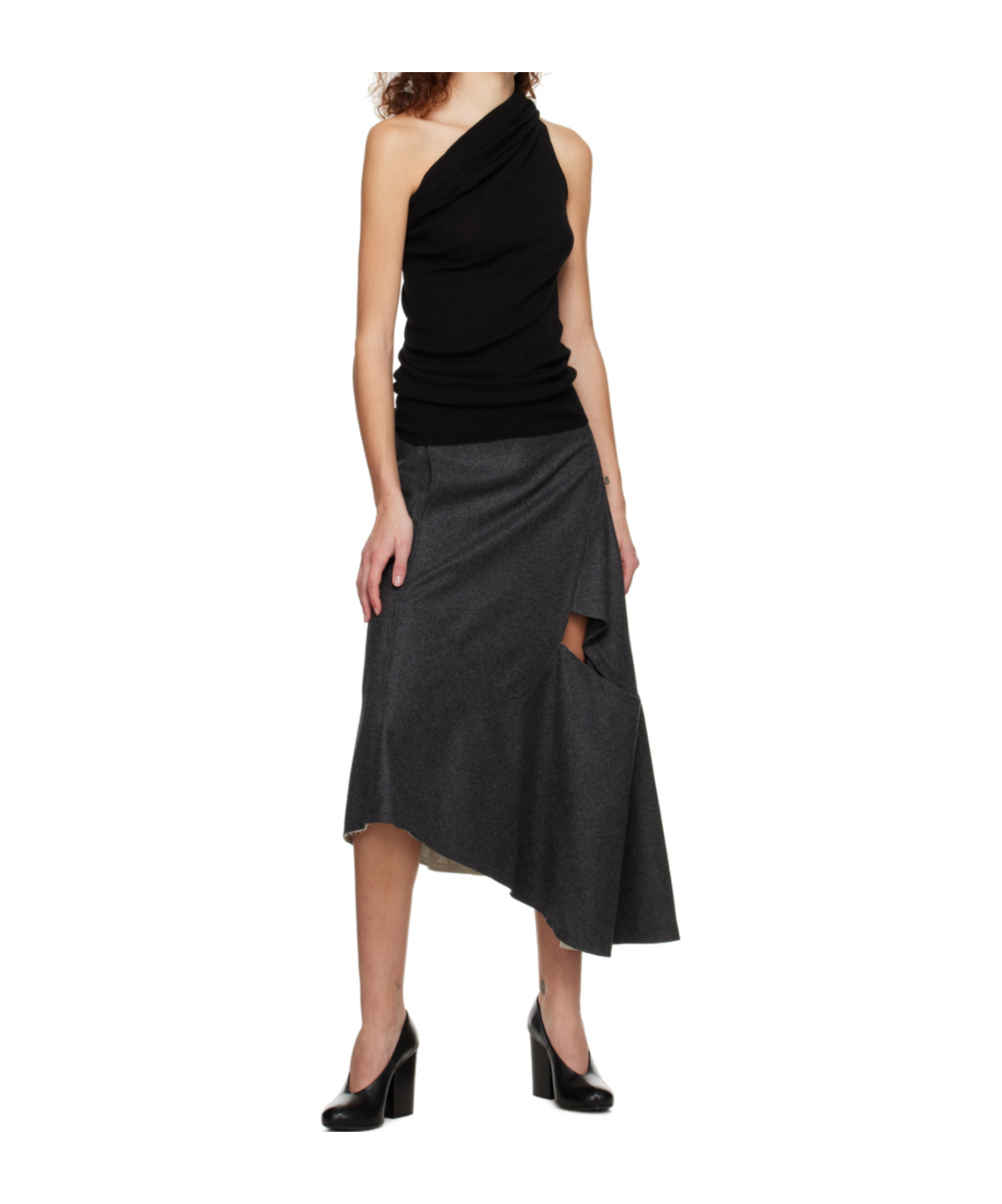 Niccolò Pasqualetti Gray Lacuna Midi Skirt