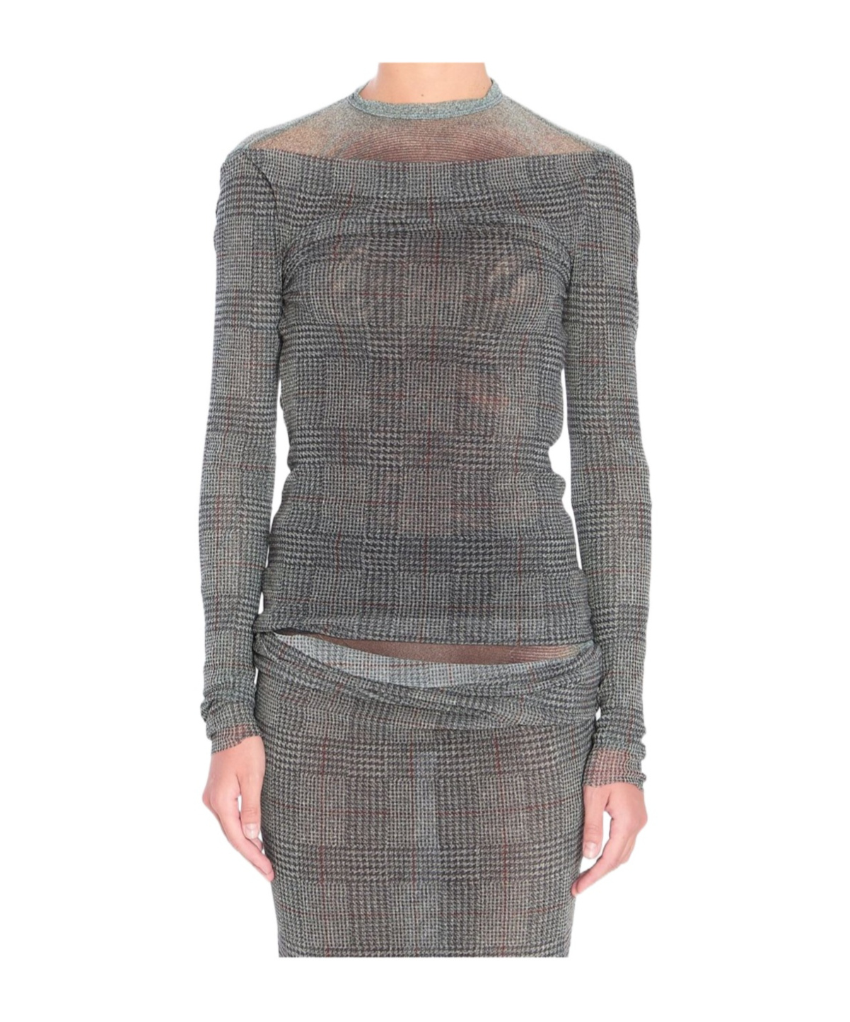 Jean Paul Gaultier Body Shadow And Prince Of Wales Top In Gray
