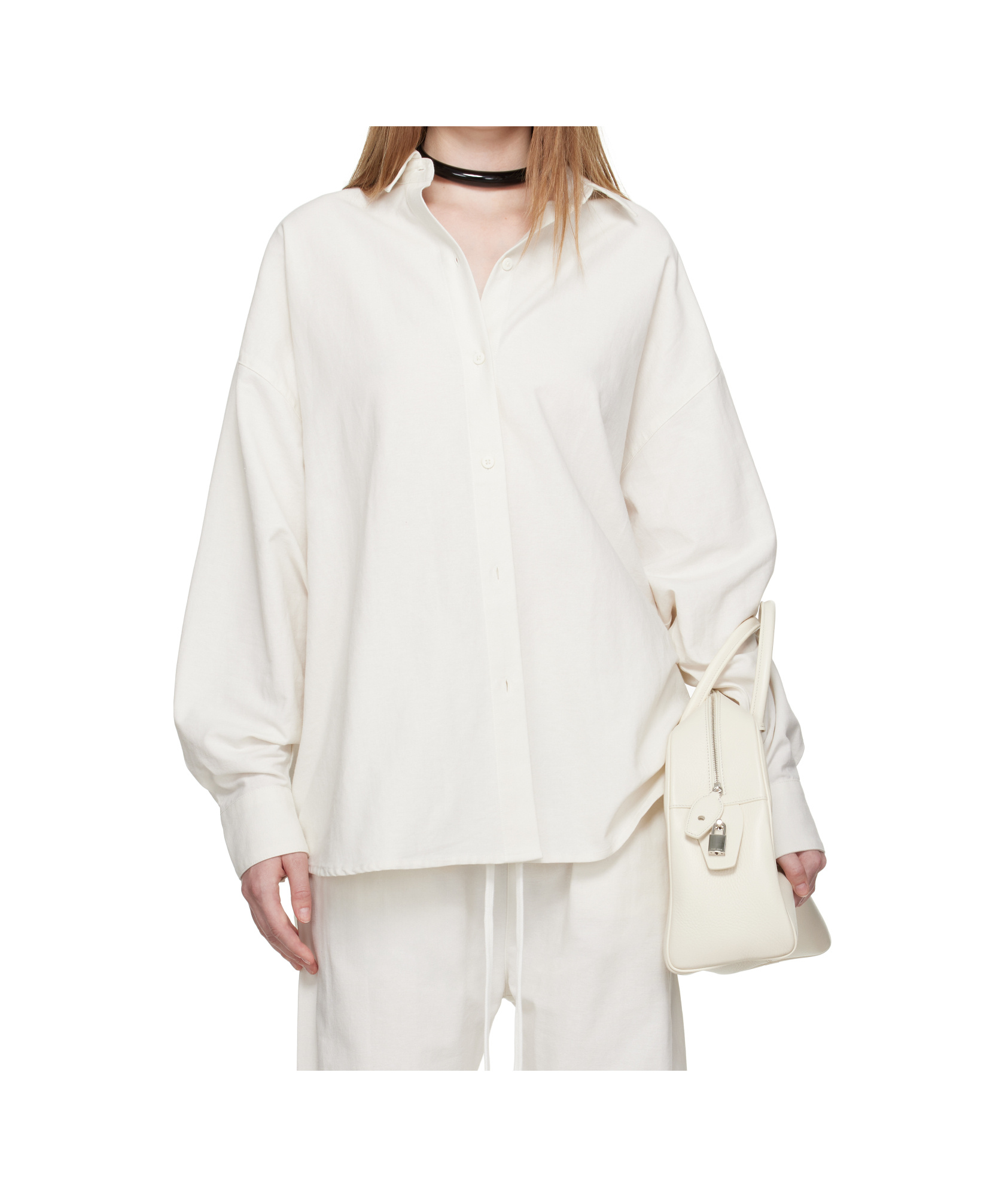 Essentials Button-up Long Sleeve Shirt In White