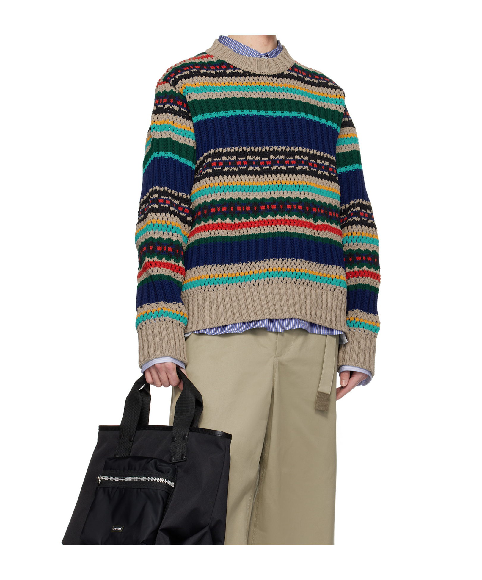 Sacai Multicolor Mesh Knit Sweater In Multicolor