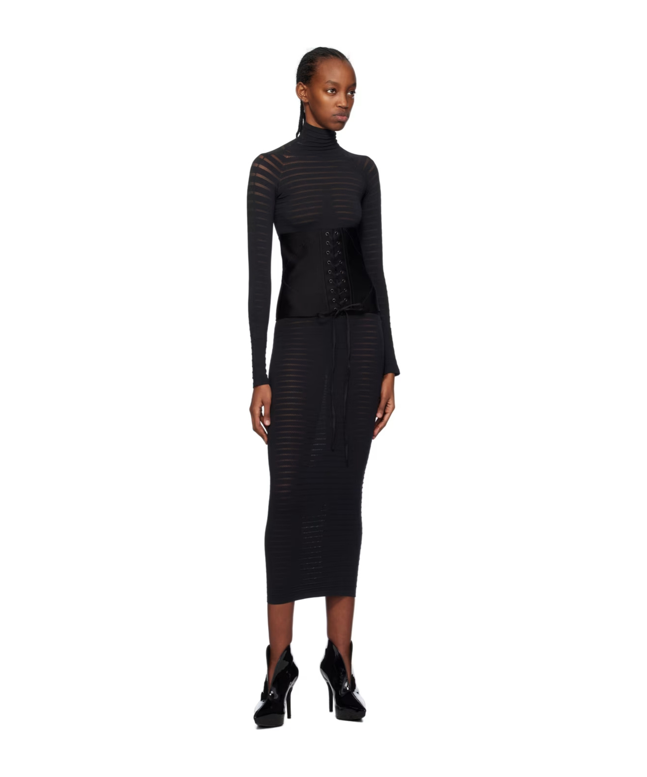 Shop Alaïa Elastic Waist Skirt In Black